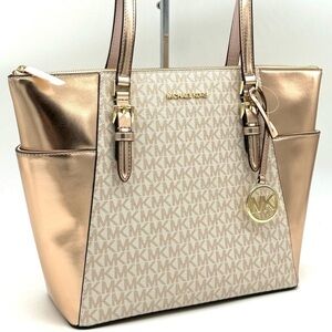 Michael Kors Large Charlotte TZ Tote Bag Rose Gold (NWT)